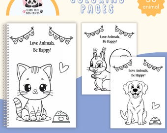 Coloring Pages Zoo Animals, 50 Page Activity Pack, Instant Download PDF