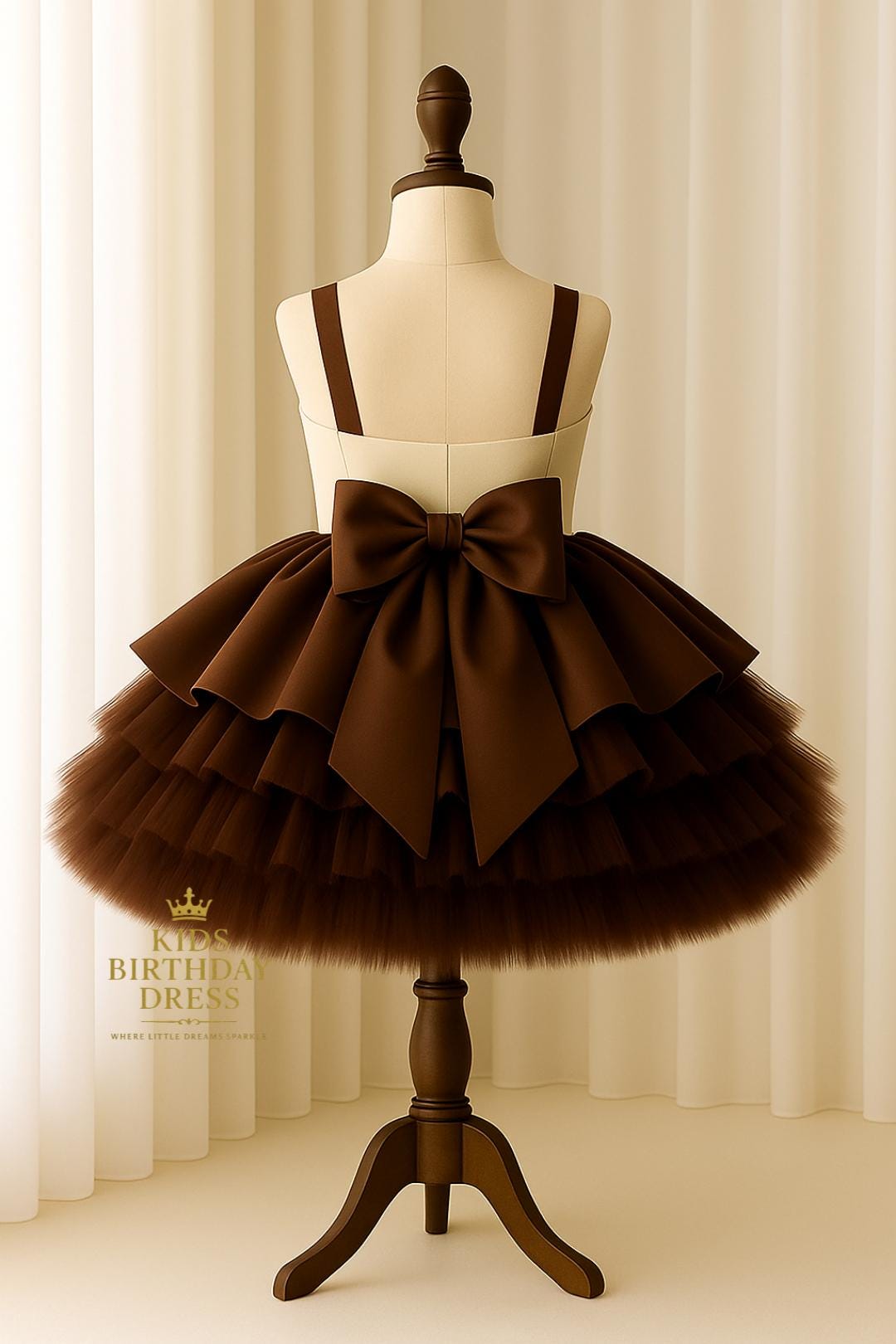 brown tutu dress for women Elegant Retro Brown Tea Length Tulle Prom Dress, Puffy Homecoming Dress Custom Size / Brown 39.3inch(80cm Brown Tulle Applique Sleeveless A-line