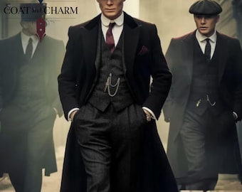 Men's 3-Piece Tweed Suit: Peaky Blinders Style, Vintage Wool Herringbone