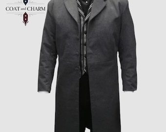 Men’s Steampunk Long Coat – Black Gothic Victorian Frock Tailcoat