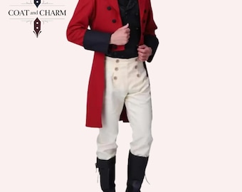 Red Wool Tailcoat Jacket & Vest: Custom Victorian Regency Outfit
