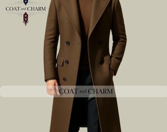 Tailored Brown Wool Overcoat - Classic Men's Winter Outerwear