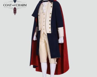 Chaqueta de uniforme de George Washington para hombre / Disfraz de la Revolución Americana de 1770, recreación histórica, Halloween y cosplay