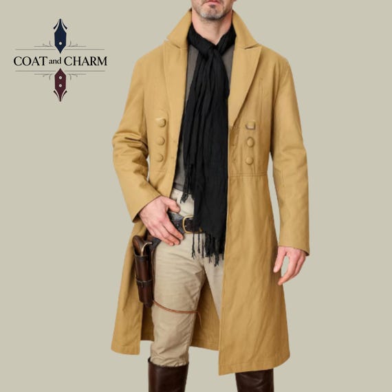 Western Cowboy Duster Coat | Vintage 19th Century Khaki Long