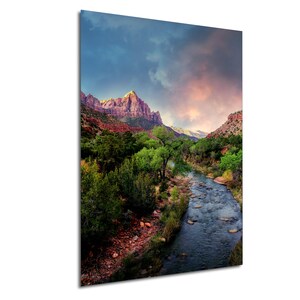 Zion National Park Sunset Print: Virgin River, Utah Canyon Landscape