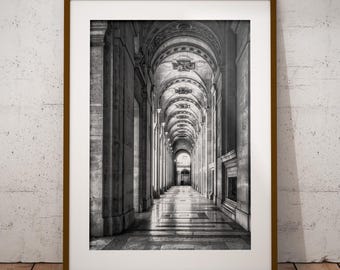Louvre Wall Art, Paris Gallery Ceiling, French Architecture Canvas Print