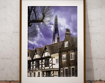 Tudor Houses Tower Green | The Shard London Architecture Print
