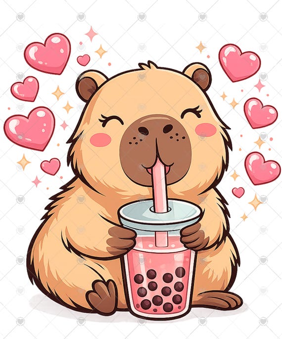 Capybara Boba PNG, Cute Capybara Shirt Design, Bubble Tea Lover Gift, Kawaii Animal Lover png, Capybara Mom Gift, Girls Cute Animal png