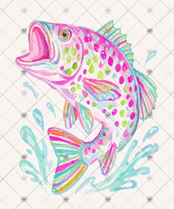 Bass fish png, preppy summer png, bass fishing png,Pastel Fishing Graphic,Summer Fishing Shirt Design, Coastal Preppy Lake Life Sublimation.