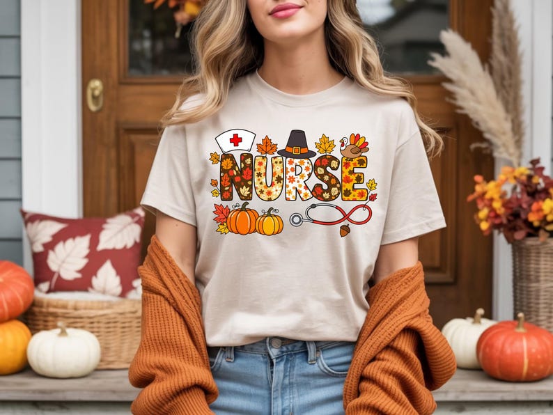 Fall Nurse Background Fall Nurse PNG, Thanksgiving Nurse PNG, Autumn Stethoscope Nurse Design ...