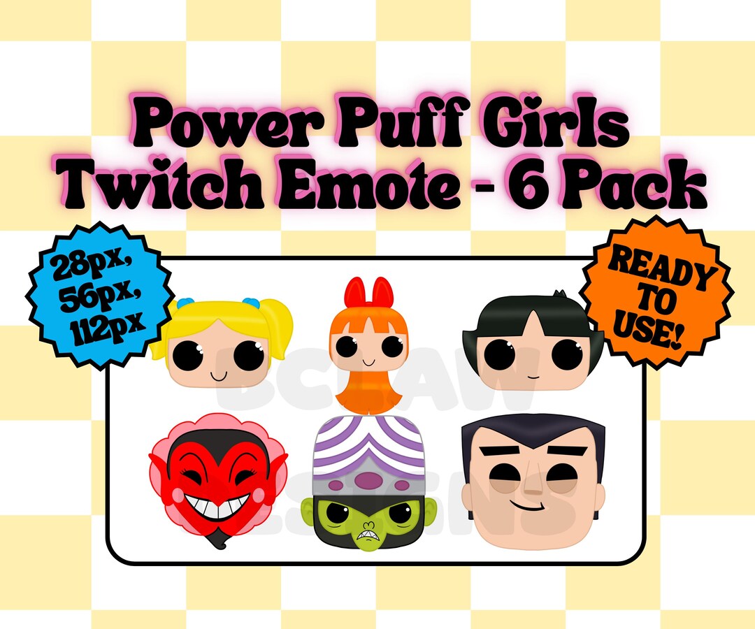 Power Emotes Power Puff Girl Themed Twitch Emotes: 6-pack Streaming Graphics ...