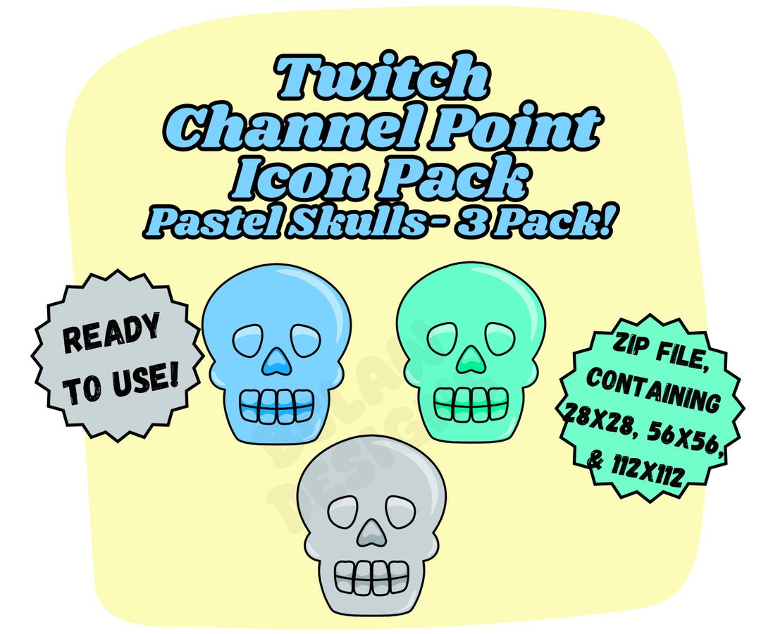 Pastel Skull Twitch Channel Point Icons | Set of 3 - Etsy
