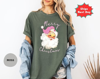Comfort Colors Vintage Santa Shirt, Retro Xmas Tee