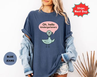 Comfort Colors Pigeon Kindergarten Teacher Shirt, Back To School