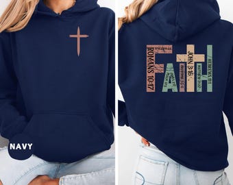 Christian Sweatshirt, Retro Faith Cross Graphic Shirt, Bible Verse Religious Outfit