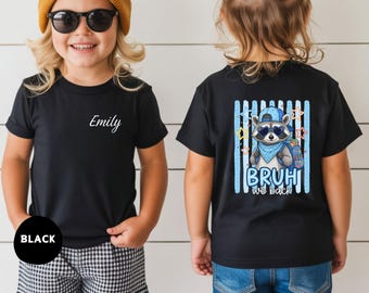 Custom Raccoon Back School Shirt, Bruh We Back Raccoon T-shirt, Funny Back to School Tee for Boys and Girls, 1st Day of School Shirt