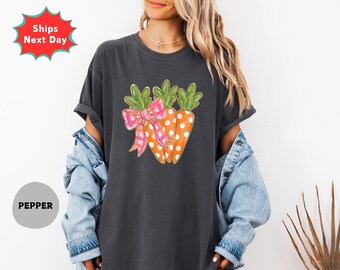 Comfort Colors Easter Carrot T-Shirt, Brushstroke Rabbit Tee