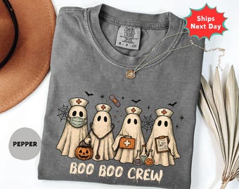 Halloween Nurse Comfort Colors Shirt: Spooky Season Boo Boo Crew Tee