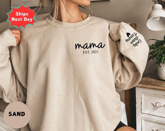 Personalized Mama Sweatshirt with Kid Names, Custom Est. 2021 Gift
