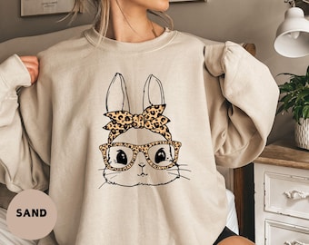 Leopard Bunny Easter Sweatshirt, Graphic Hoodie
