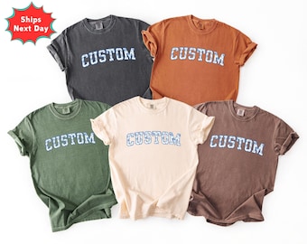 Comfort Colors Floral Custom Text T-Shirt, Personalized Name Shirt