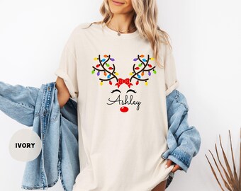 Comfort Colors Custom Reindeer Family Christmas T-Shirt