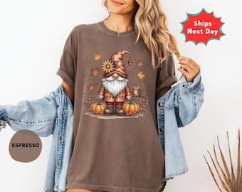 Comfort Colors Fall Gnome T-shirt: Cozy Thanksgiving Vibes