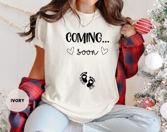 Comfort Colors Pregnancy Announcement Shirt, Baby Coming Soon, Mom to Be Tee