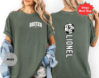 Custom Soccer Mom Comfort Colors Shirt, Personalized Soccer Mama Tee