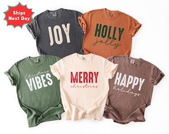 Comfort Colors Christmas Family Shirts, Matching Holiday Tees