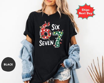 Funny Christmas Six Seven Meme Shirt - Comfort Colors Santa Tee