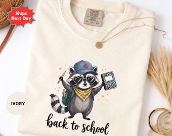 Comfort Color Custom Teacher Life Shirt, Personalized Retro Raccoon Back To School Graphic Apparel Tshirt, Funny Back To School