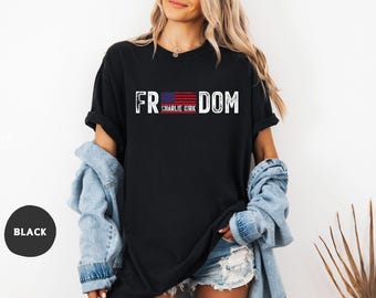 Comfort Colors Charlie Kirk Freedom Shirt, USA Flag Tee