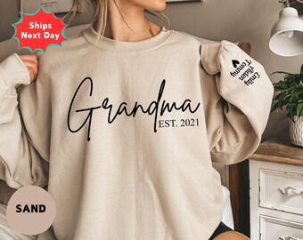 Custom Grandma Sweatshirt with Kid Names, Est. Year Personalized Hoodie