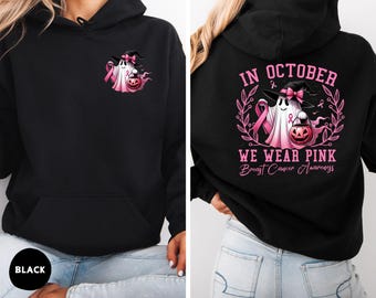 Cancer Sweatshirt, Halloween Cancer Pink Ghost Hoodie, Breast Cancer Awareness Halloween Shirt
