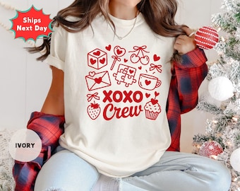 Comfort Colors® XOXO Crew Shirt, Valentine's Day Shirt Women, Galentine's Day Matching Tees, Valentine Day Shirt