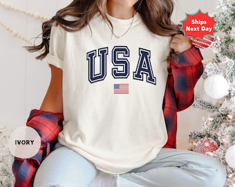 Comfort Colors USA Flag T-Shirt, Patriotic Independence Day Tee