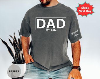 Comfort Colors Custom Dad Est Year T-Shirt with Sleeve Names