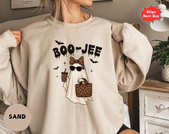 Boo-Jee Ghost Sweatshirt, Leopard Spooky Hoodie, Boo Jee Halloween Shirt