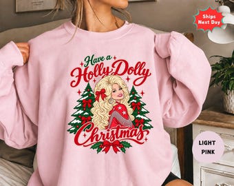Holly Dolly Christmas Sweatshirt, Vintage Country Christmas Crewneck, Dolly Holiday Hoodie, Festive Cowgirl Christmas Shirt