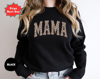 Leopard Mama Sweatshirt, Retro Mom Style, Mothers Day Gift