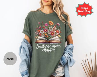 Comfort Colors Book Lover Shirt, Floral Book T-shirt, Librarian Gift