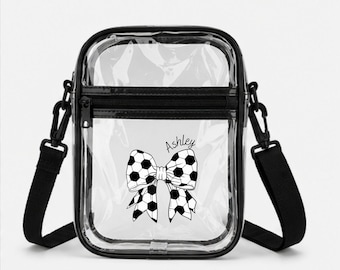 Personalized Clear Stadium Bag, Custom Name Sports & Gym Bags, Game Day Concert Festival Clear Crossbody Bag, Soccer Mom Bag