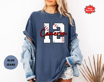Comfort Color Baseball T- shirt,Custom Number And Name Shırt, Personalized Softball Shirt, Baseball Mom Shırt, Softball Team Shirt