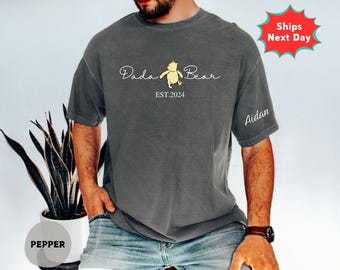Comfort Colors Dada Bear Shirt, Personalized Dad Est. Shirt