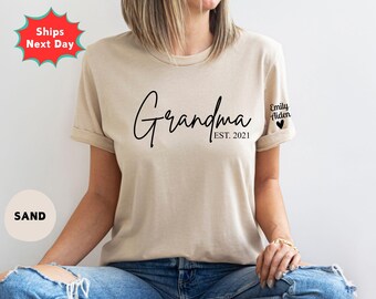 Personalized Grandma Shirt with Kid Names, Est. Grandma T-Shirt