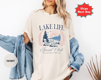 Lake Life Social Club T-Shirt, Comfort Colors Vintage Wash Tee