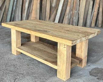 Reclaimed Wood Coffee Table with Shelf Coffee Table Rustic Handmade Coffee Table Large Coffee Table Live Edge Furniture Farmhouse Table