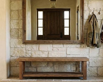 Rustic Reclaimed Wood Entryway Bench Rustic Wood Long Custom Bench Hallway Shoe Rack Farmhouse Bench Hallway Seating Farmhouse Furniture