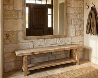 Rustic Reclaimed Wood/Entryway Bench/Rustic Wood/Long Custom Bench/Hallway Shoe Rack/Farmhouse Bench/Hallway Seating/Farmhouse Furniture